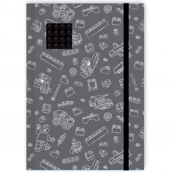 Книга для записей с резинкой и пластиной LEGO, черно-серая (96 листов) 51841L Книга для записей с резинкой и пластиной LEGO, черно-серая (96 листов) 51841L